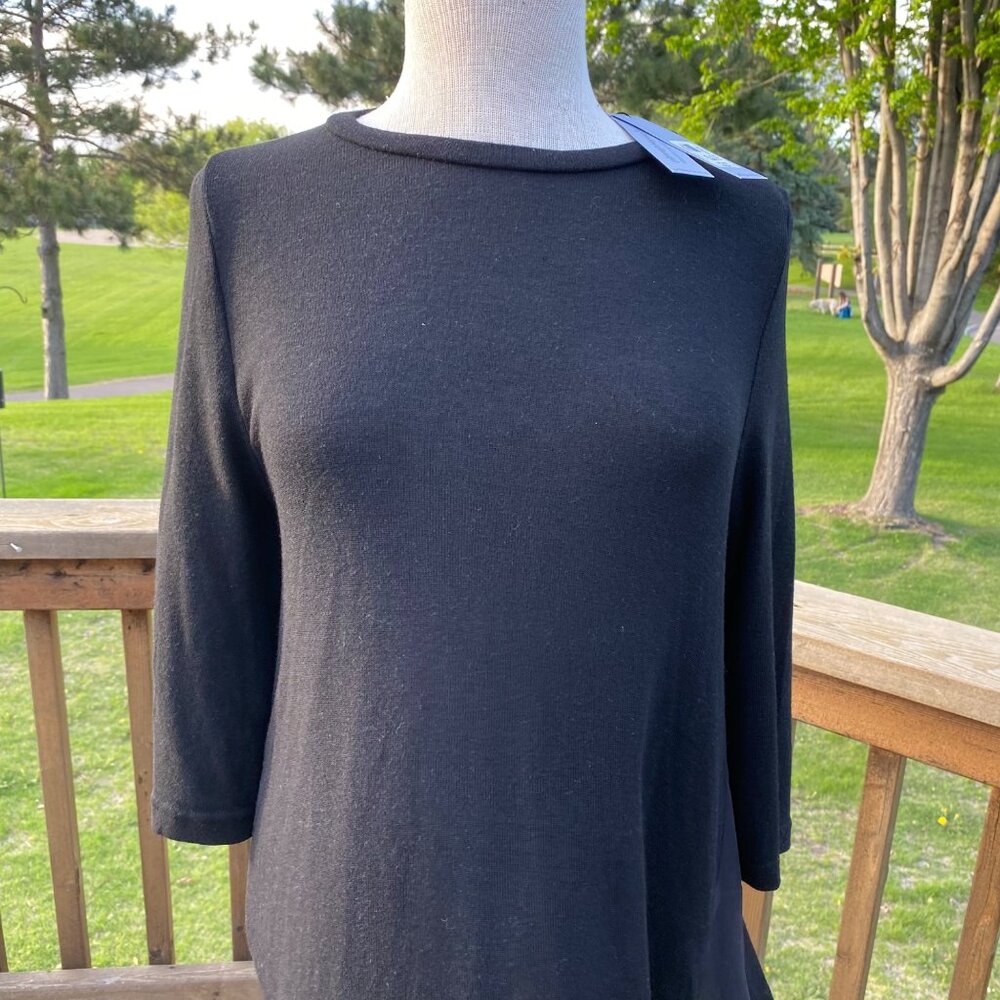 Arianna by Howard's Womens Tunic Dress S/M Black Knit Short Sleeves Boat Neck - Picture 8 of 12